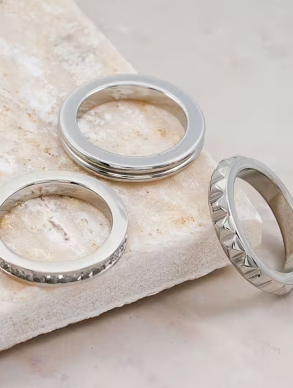 Calvin Klein Simulated Diamond Set of 3 Rings in Stainless Steel, New with Tags!